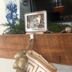 Four Pewter stocking holders